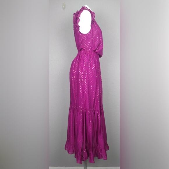 Generation Love Peggy Lurex Blouse & Selena Maxi Magenta Skirt Silk Blend Small - Picture 3 of 14